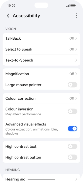 Press the required setting below 