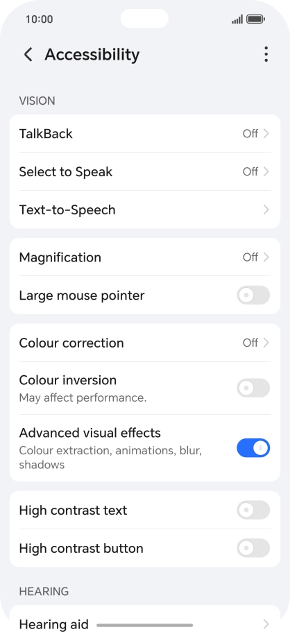 Press the required setting below 
