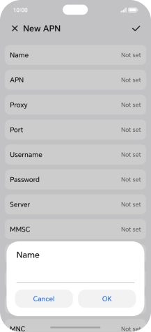 Key in Vodafone Internet and press OK.