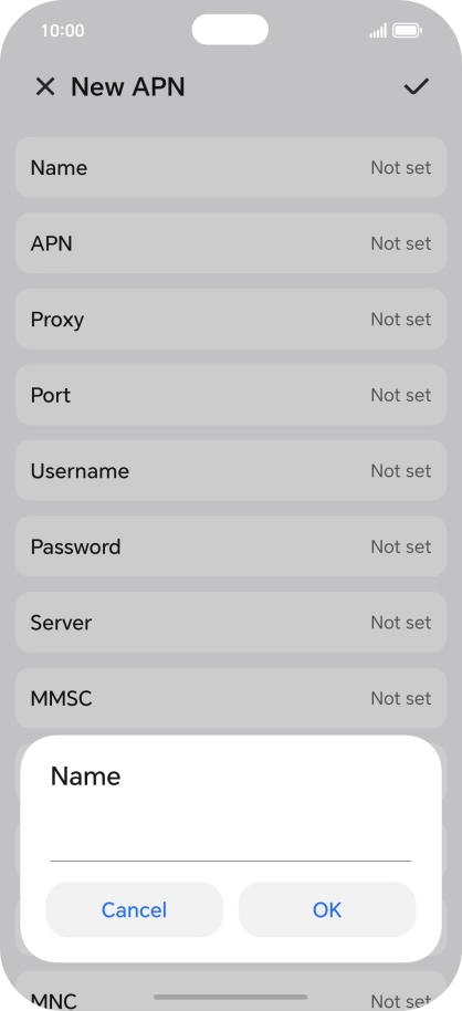 Key in Vodafone Internet and press OK.