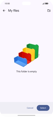 To create a new folder, press the new folder icon and follow the instructions on the screen to create a new folder.