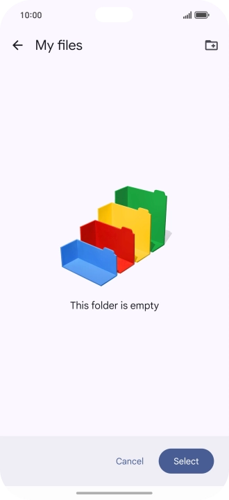To create a new folder, press the new folder icon and follow the instructions on the screen to create a new folder.