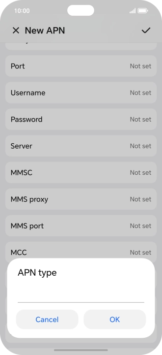 Key in default and press OK.