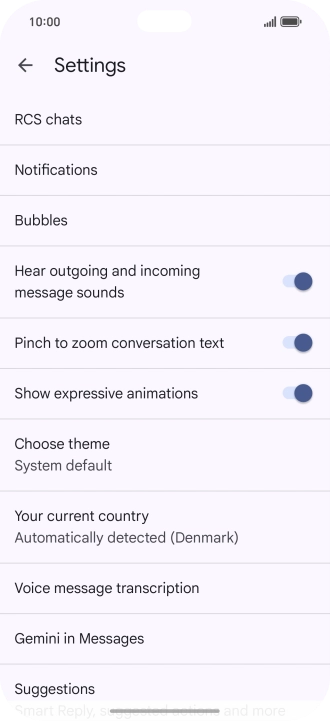 Press Gemini in Messages.