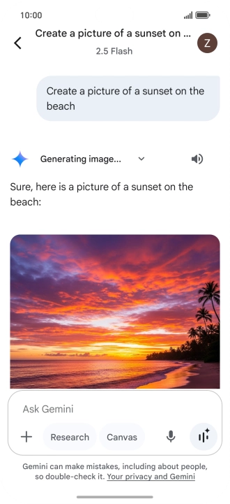 You can also ask Gemini to generate a picture based on your description.