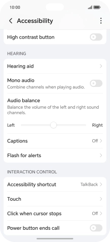 Press the required setting below 