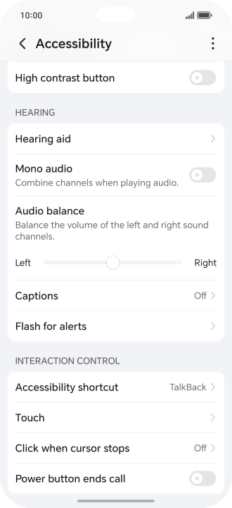 Press the required setting below 