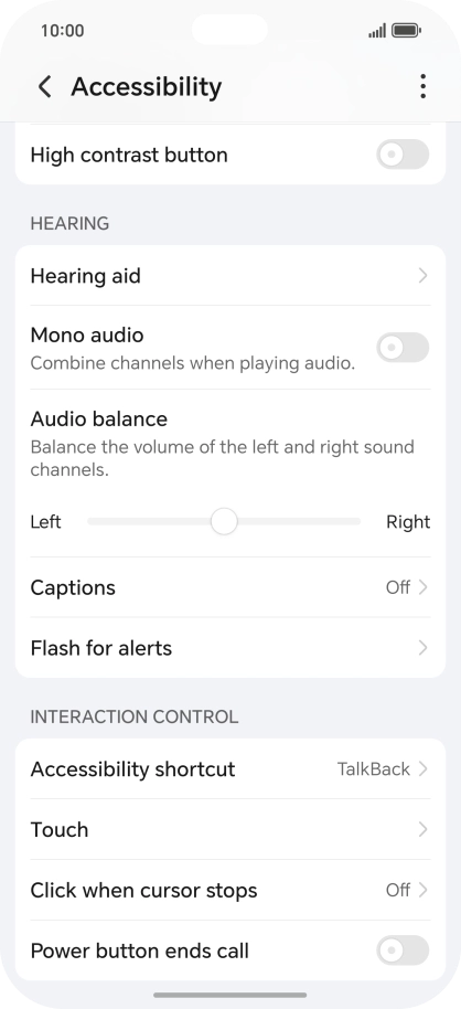 Press the required setting below 