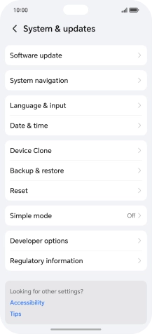 Press Software update. If a new software version is available, it's displayed. Follow the instructions on the screen to update the phone software.
