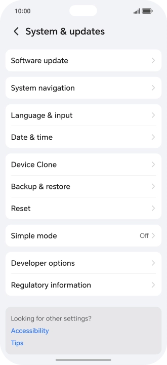 Press Software update. If a new software version is available, it's displayed. Follow the instructions on the screen to update the phone software.