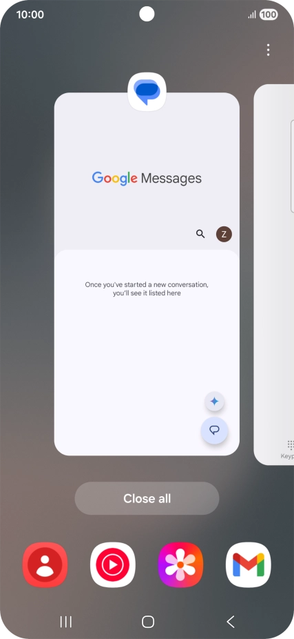 To end one running application, slide your finger upwards on the required application.