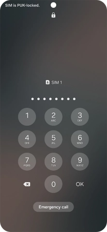 Key in the PUK and press OK.