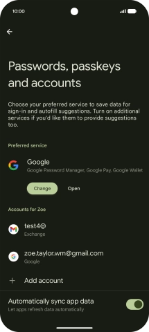 Press the required email account.