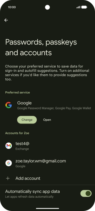 Press the required email account.