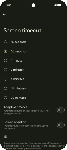 Press the required setting.