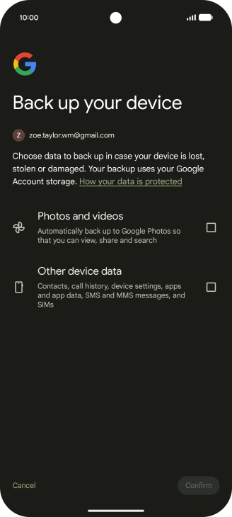 Press the fields next to the required data types to select them.