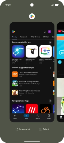 To end one running application, slide your finger upwards on the required application.