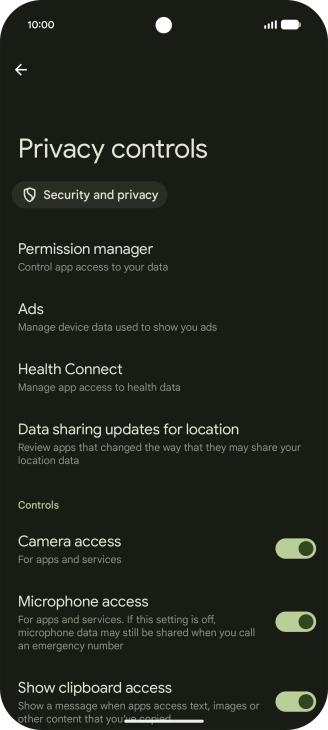 Press Permission manager.