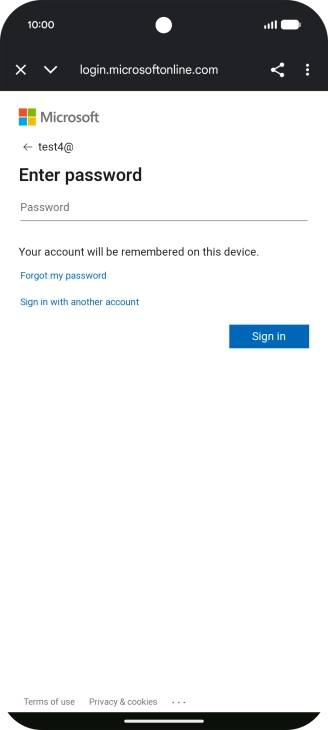 Press Password and key in the password for your email account.