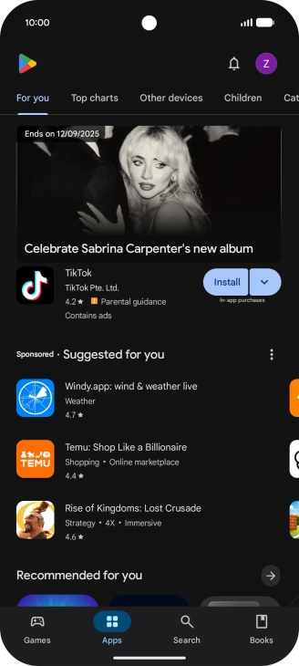 Press the profile icon.