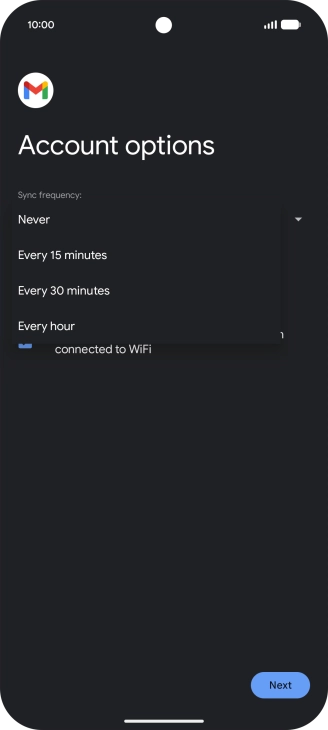 Press the required setting.