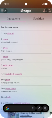 Press the translate icon.