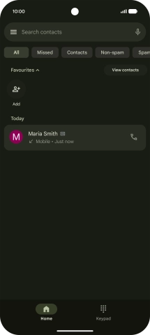 Press and hold the required contact.