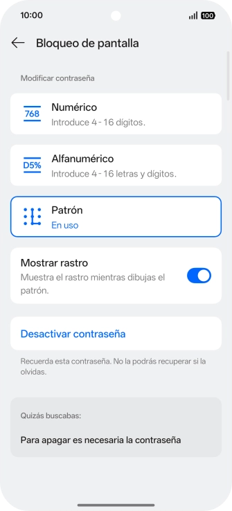 Pulsa Desactivar contraseña.