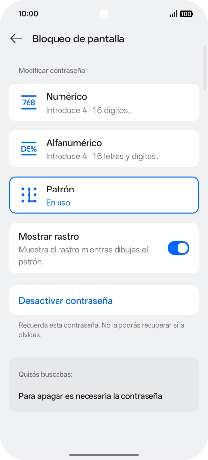 Pulsa Desactivar contraseña.