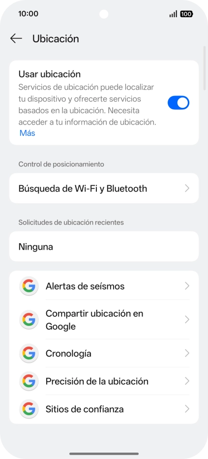 Pulsa Precisión de la ubicación.