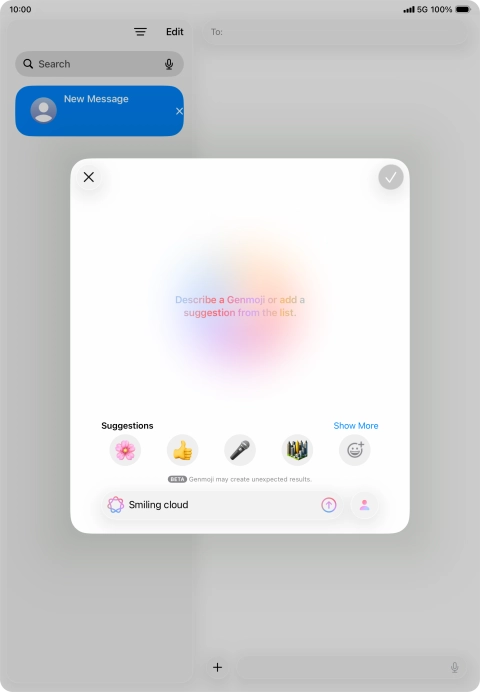 Write in your own words what you would like your Genmoji to look like, and press arrow up.