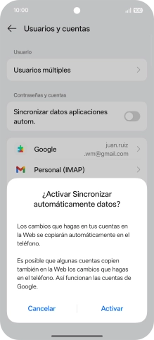 Si activas la función, pulsa Activar.