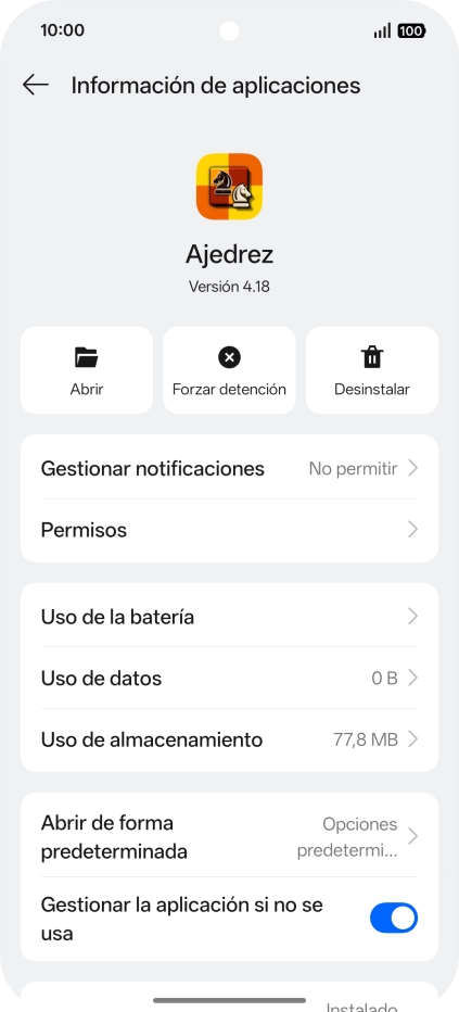 Pulsa Uso de almacenamiento.