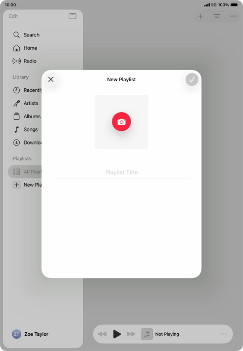 Press the text input field and key in a name for the playlist.