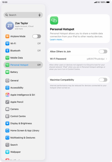 Press Wi-Fi Password and key in the required password.