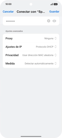 Introduce la contraseña de la red wifi y pulsa Guardar.