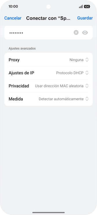 Introduce la contraseña de la red wifi y pulsa Guardar.