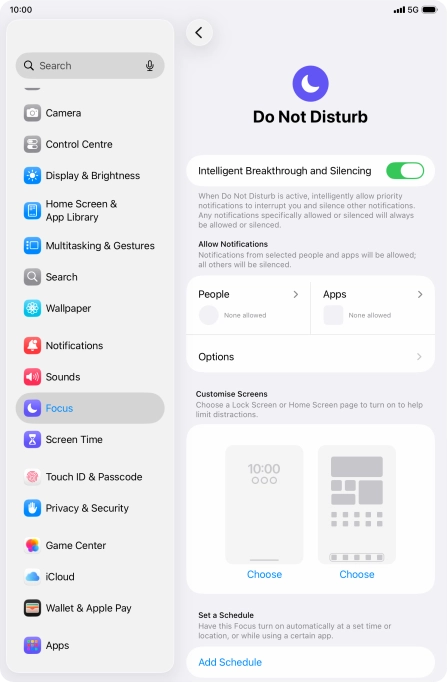 Press People and follow the instructions on the screen to select which contacts you would like to receive calls and notifications from when Do Not Disturb is turned on.