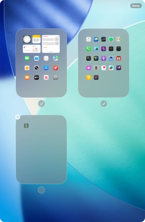 Press the delete icon next to the required home screen page.