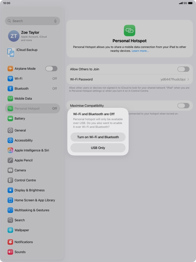 If Wi-Fi is turned off, press Turn on Wi-Fi and Bluetooth.
