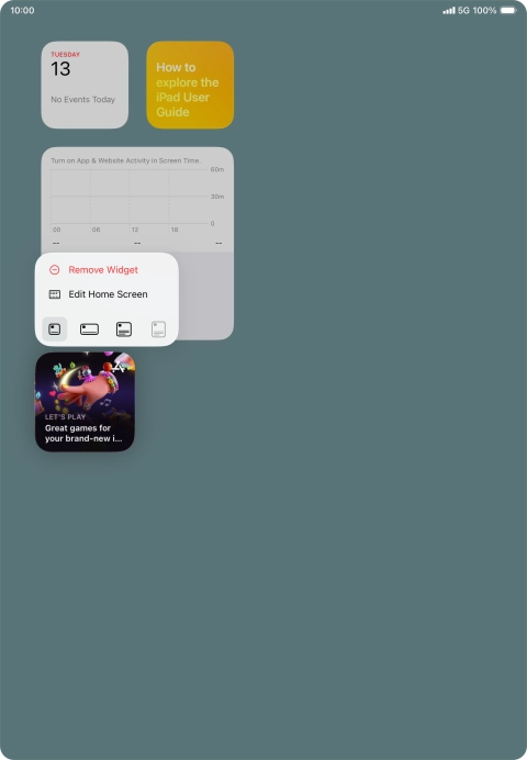 Press Remove Widget.