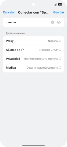 Introduce la contraseña de la red wifi y pulsa Guardar.