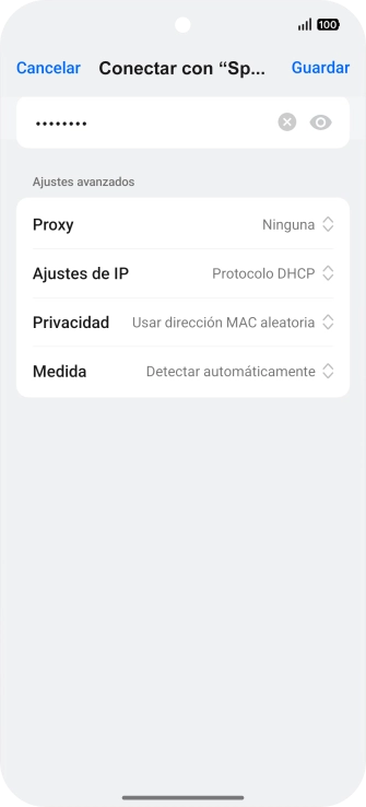 Introduce la contraseña de la red wifi y pulsa Guardar.