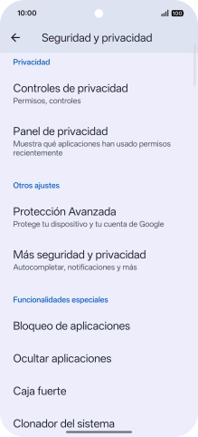 Pulsa Más seguridad y privacidad.