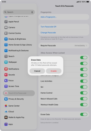 If you turn on the function, press Enable.