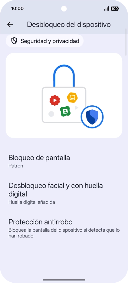 Pulsa Bloqueo de pantalla  e introduce el código de seguridad extra que has creado anteriormente.