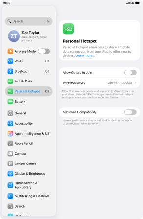 Press Wi-Fi Password and key in the required password.