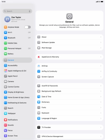 Press Software Update. If a new software version is available, it's displayed. Follow the instructions on the screen to update the tablet software.