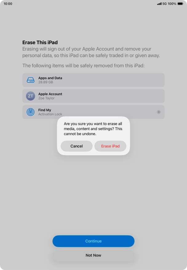 Press the required setting.