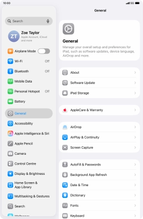 Press Software Update. If a new software version is available, it's displayed. Follow the instructions on the screen to update the tablet software.